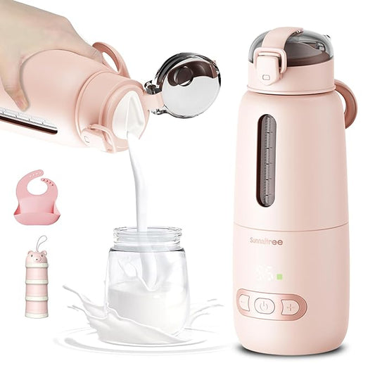 Portable Bottle Warmer for Travel, Portable Milk Warmer with 15000mAh Long Battery, Fast Heating for Breast Milk and Formula, Baby Milk Warmer Set, Fast Charging & Cordless Milk Warmer for on The go