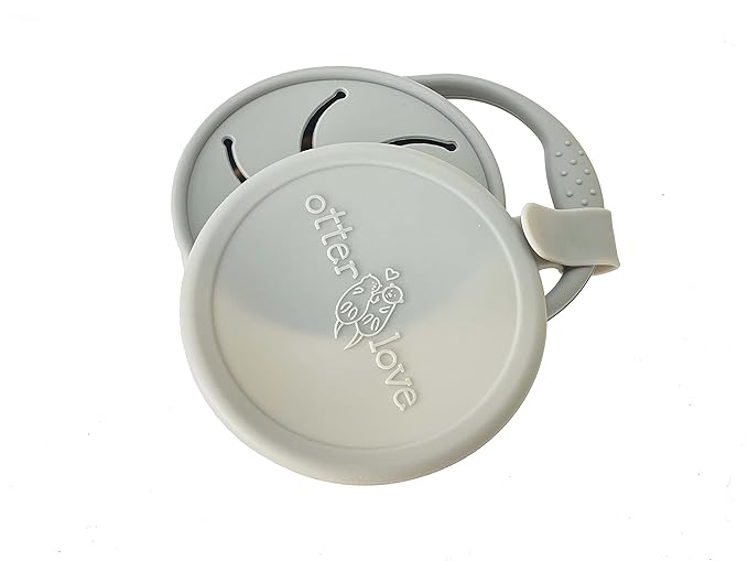 otterlove Collapsable Silicone Snack Container With Attachable Lid | 100% Pure LFGB Platinum Silicone with No Fillers | Snack Cup (2 Pack - Woodchuck & Sand)