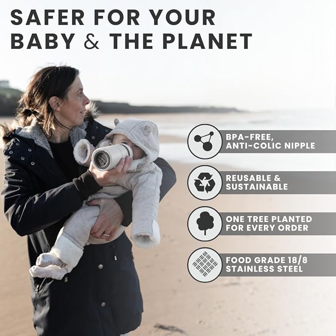 MILK & WATER All in One Baby Bottle & Baby Formula Dispenser On The Go, 9oz - Keeps Water Warm & Formula Fresh - Baby Formula Mixing Bottle with Anti Colic Nipple - Leak-Proof - 3+ Months (White)