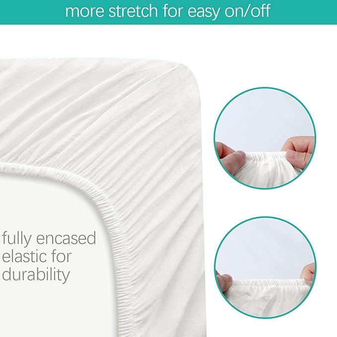 100% Cotton Bassinet Sheets Fit for AirClub, AMKE 3 in 1 Bassinet, Newton and Bellababy Bassinet Bedside Sleeper, 2 Pack, Breathable and Soft Sheet for Baby, White