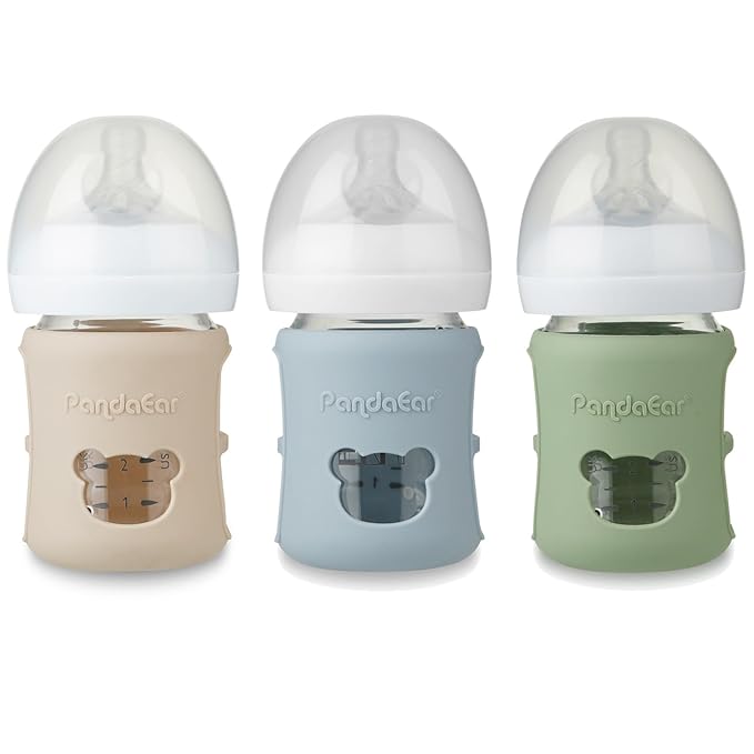 PandaEar 3 Pack Silicone Sleeves for Philips Avent Natural Glass Baby Bottles 4 oz, Shatterproof Anti-Breakage and Heat Resistant Bottle Holder, BPA-Free, Compatible with 4 oz Avent Glass Bottles