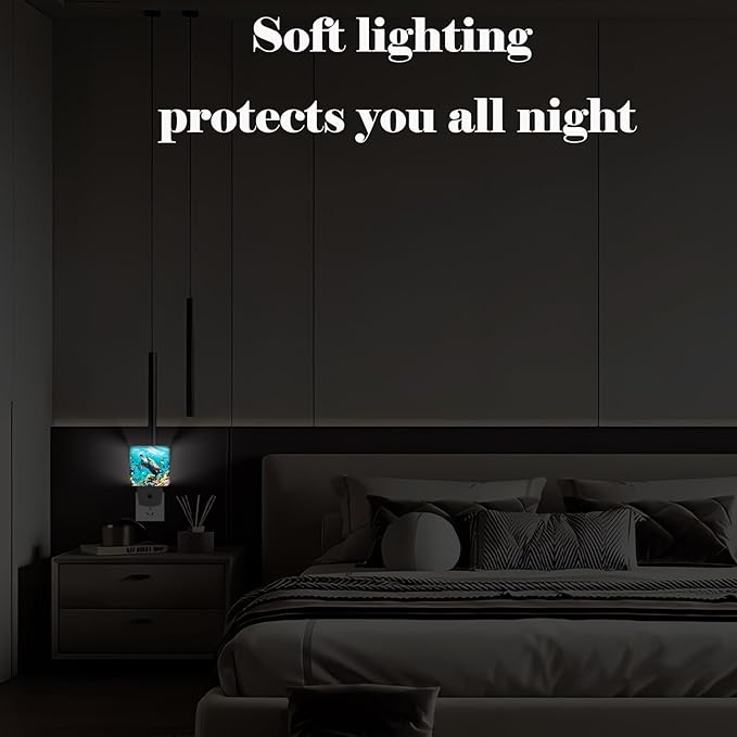 Sea Turtle Corals Fish Night Light,Plug Into Wall with Dusk to Dawn Light Sensors, Warm Nightlights for Bedroom, Bathroom, Hallway, Kitchen, Gifts Ideal for Boys Girls Women Men