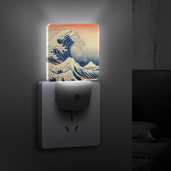 Ocean Waves Night Light, Plug into Wall Decor Nightlights for Bedroom, Bathroom, Hallway, Kitchen, with Dusk to Dawn Light Auto Sensors LED Night Lights for Boys Girls Women Men Room Gifts