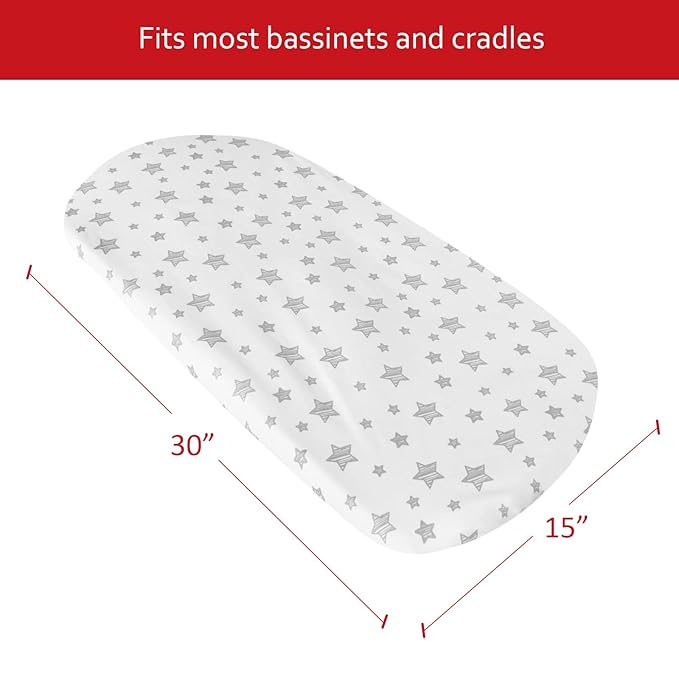 Waterproof Bassinet Sheets 2 Pack, Compatible with Dream On Me Karley/Lacy & Fisher-Price & Baby Delight Snuggle Nest Bassinet, 30" X 15" Fits Most bassinets and Cradles
