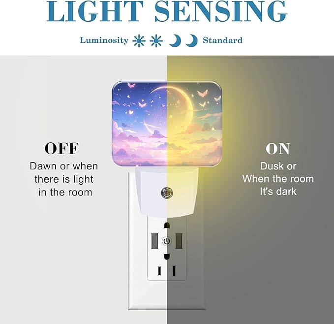 Pink Dream Starry Sky Night Light, Pink Moon Nightlight Plug into Wall with Dusk to Dawn Sensor for Kid Girls Boys Women Men Bedroom, Hallway, Kitchen, Bathroom, Stairs Decor