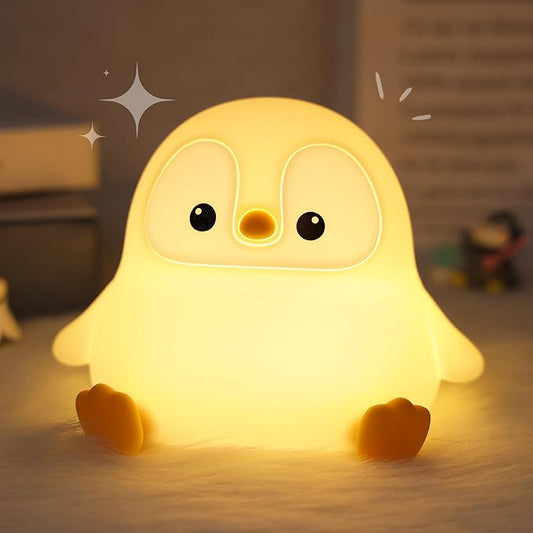 Penguin Night Light, Pudgy Penguins Squishy Nightlight for Kids, LED Silicone Night Lamp with Dimmable & 20 Auto-Off, Nursery Nightlight Stuff for Boys Girls Women