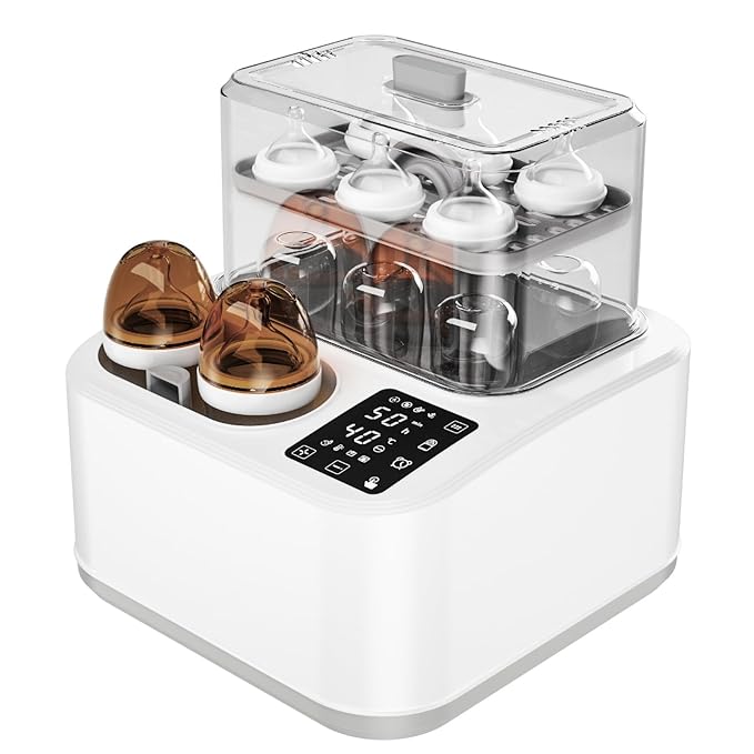 Baby Bottle Warmer,8-in-1 Smart Fast Baby Milk Warmer with LCD Timer for Breastmilk or Formula, Accurate Temperature Control, with Defrost, Sanitizer and Dryer, Keep, Heat Baby Food Jars
