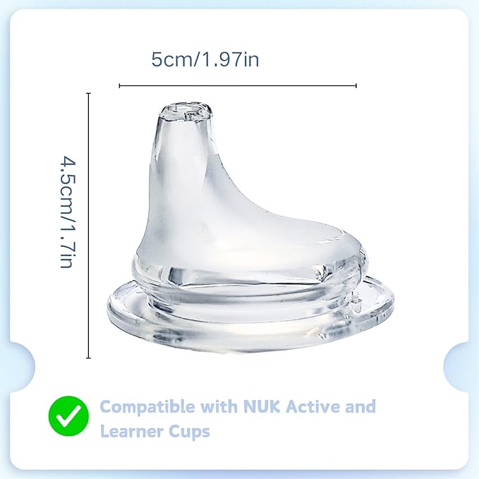 8Pack Replacement Silicone Spout Compatible with NUK Activity and Learner Cups, Nipple Replacement Spouts Leak-Proof, BPA-Free, Easy to Clean, Easy Transition from Bottle to Cup