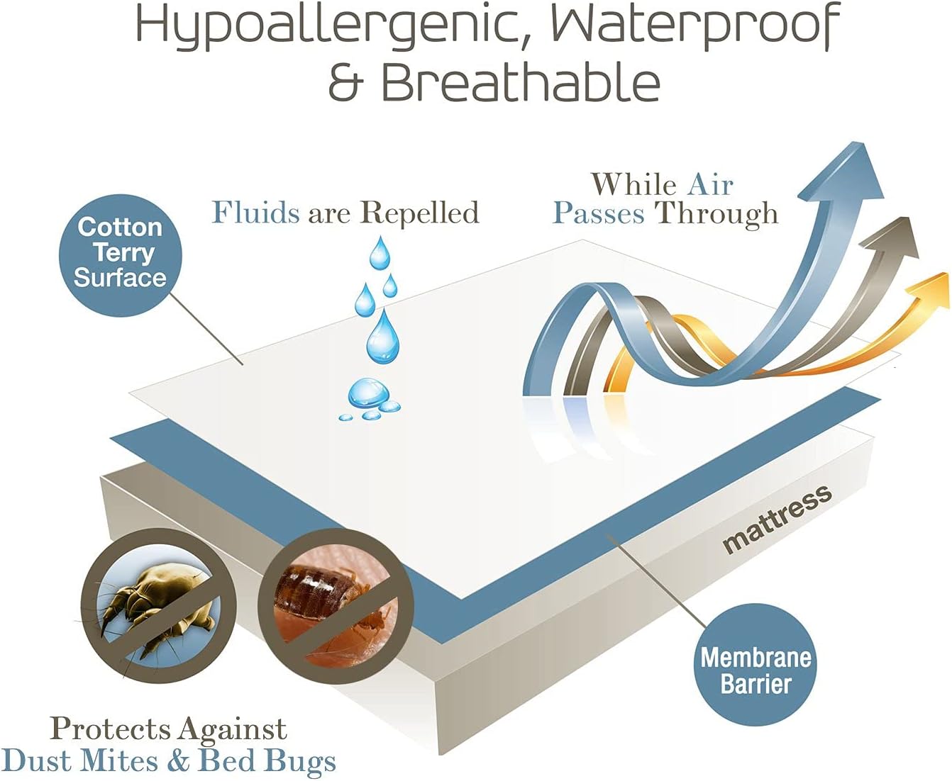 SafeRest Zippered Mattress Protector - Premium 9-12 Inch Waterproof Mattress Cover for Bed - Breathable, Noiseless Washable Mattress Encasement - Twin XL