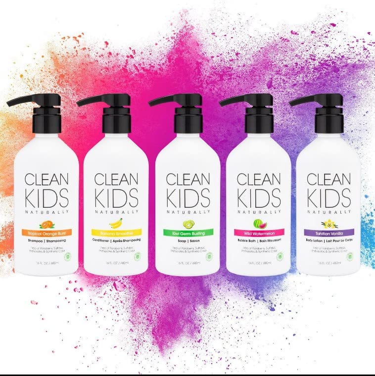 Clean Kids Naturally Tropical Shampoo- EWG Verified, All-Natural, Coconut-free, Gluten-free, Vegan, and Cruelty-free, Paraben-Free (2 Bottles, Orange Burst)