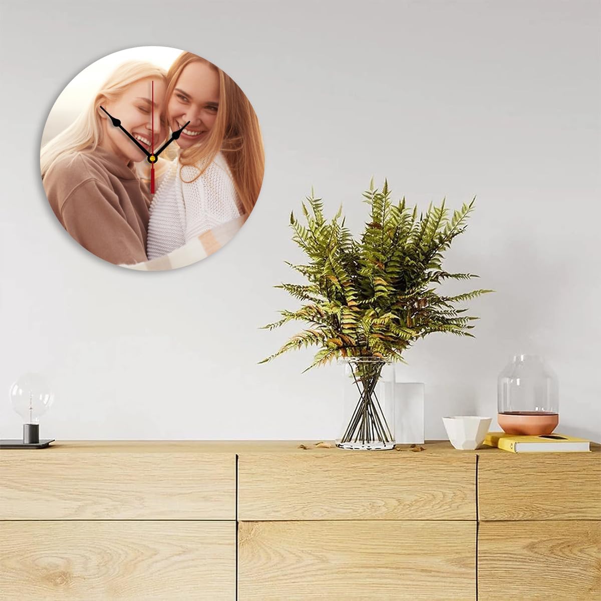 Generic Custom Clocks for Walls Personalized Picture Hanging Time Clocks Customized Round Clock for Birthday Wedding Present Creative, 10inch-25cm