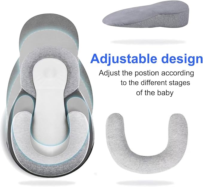Baby Wedge Pillow for Newborn, Baby Lounger Pillow, Acid Reflux Breastfeeding Pillow for Reducing Spit-Up, with Safety Strap