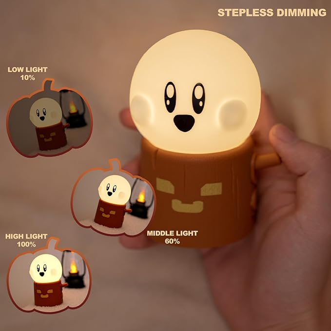 Ghost Campfire Night Light, Small Ambient Lamp, Cute Night Light, 2 Modes/Rechargeable/Cordless/Dimmable Brightness, Warm Lamps for Kids Sleep Buddy, Work/Study Buddy, Gift