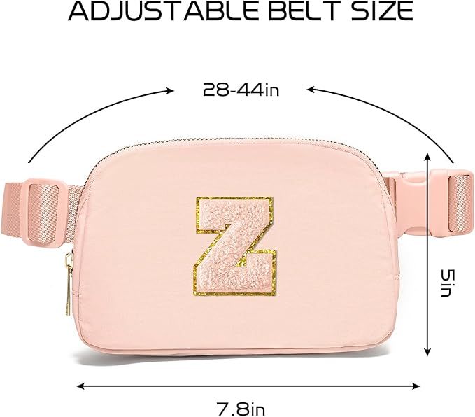 Gitus Gifts for 8 9 10 11 12 Year Old Girls Belt Bag Fanny Pack Crossbody Bags with Initial Letter Patch Cute Stuff Birthday Gifts for Teen Girls Women Personalized Trend Stuff (Coral Pink-Z)
