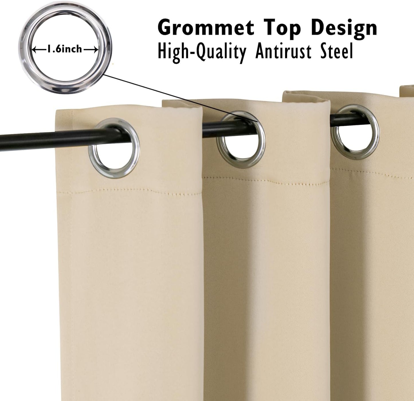 ChrisDowa Blackout Curtains 70 inches Wide for Bedroom - 2 Panels Set Extra Wide Grommet Thermal Insulated Room Darkening Curtains for Living Room (Biscotti Beige, 70 x 84 Inch)