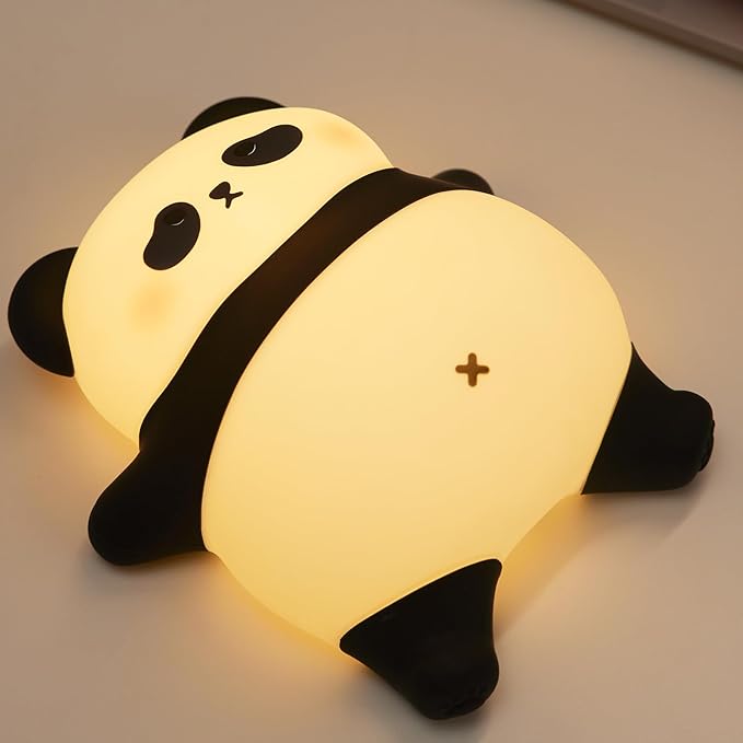 Voice Control Panda Night Light, 6 Colors 30-Minute Timer, Cute Animal Silicone Nursery Night Light Rechargeable Table Lamp Bedside Lamp with Touch Sensor for Baby Girls Women Bedrooms, Living Room