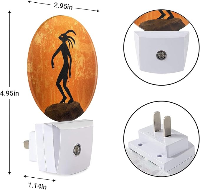 EKOBLA Orange Night Light -0.5W Dusk to Dawn Energy Efficient LED Plug-in Nightlights with Auto Sensor, Soft Glow for Nursery & Bathroom (Image of Native American Cultural Gods)