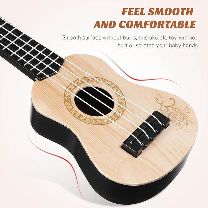Kisangel 1pc Wooden Kids Ukulele Toy Toddler Guitar Classical Instrument Ukulele Musical Toy for Preschool Children (Beige)