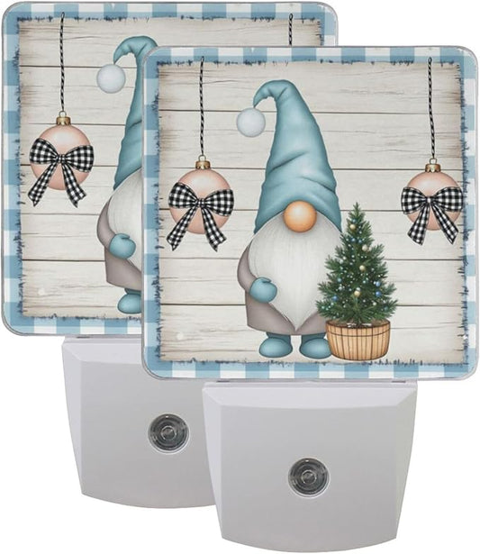 Aslsiy Night Light for Kids Blue Gnomes Snow Christmas (8) Plug in Wall Lamp LED Dusk to Dawn Sensor Energy Saving Nightlight for Boys Girls Men Women