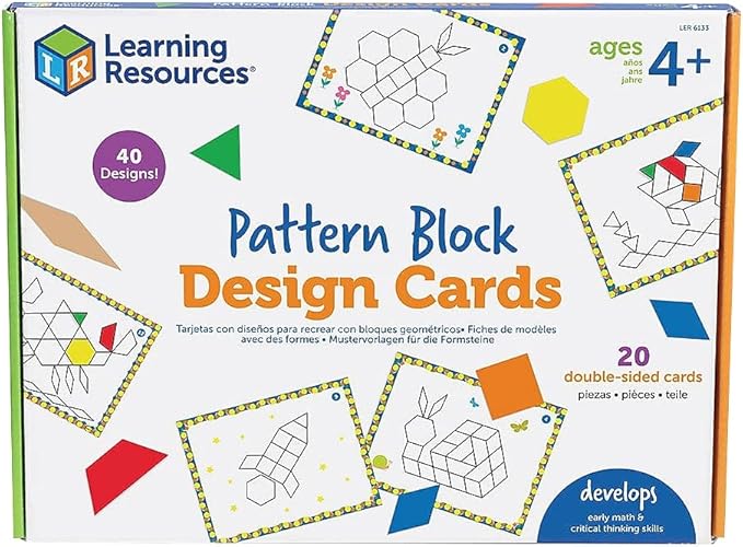 Learning Resources Pattern Block Design Cards, Color Recognition, STEM Toy, Ages 4+