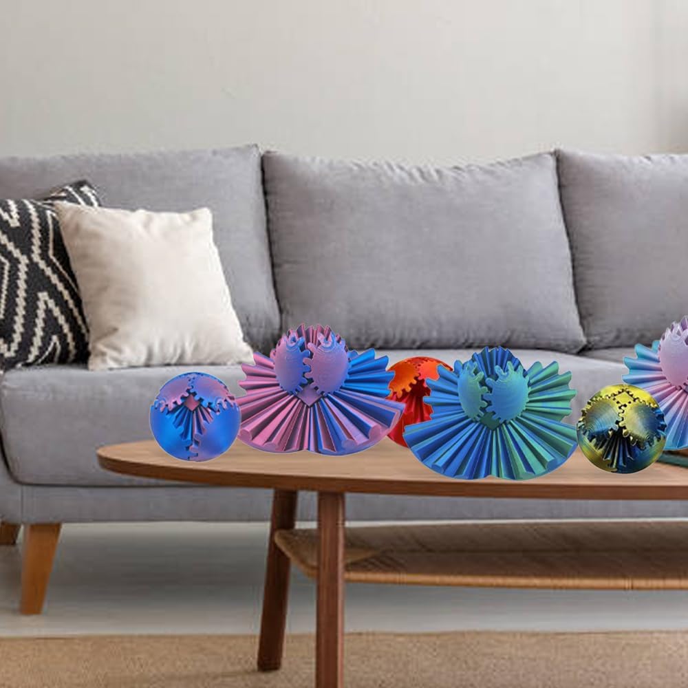 3D Printed Gear Ball Cube Ball Decompression Toy Stress Ball, Gear Toys Fidget Ball, Relief Desk Decoration for Christmas Toy Gear Toy for Stress and Anxiety Relaxing (Purple-1)