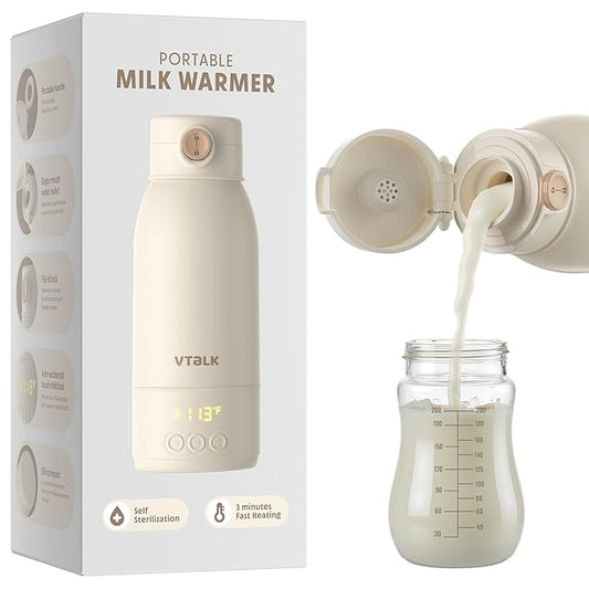 Portable Bottle Warmer for Travel, 17.5 OZ Large Capacity Baby Milk Warmer for Breast Formula and Water with Fast Heating & Faster Charger Baby Bottle Warmer On The Go for Car, Airplane