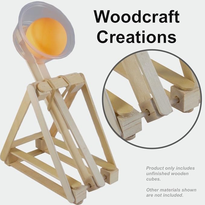 1/2" Wood Cubes with Holes - 100 Pack - Unfinished Solid Wood Beads for DIY Craft and Building Projects