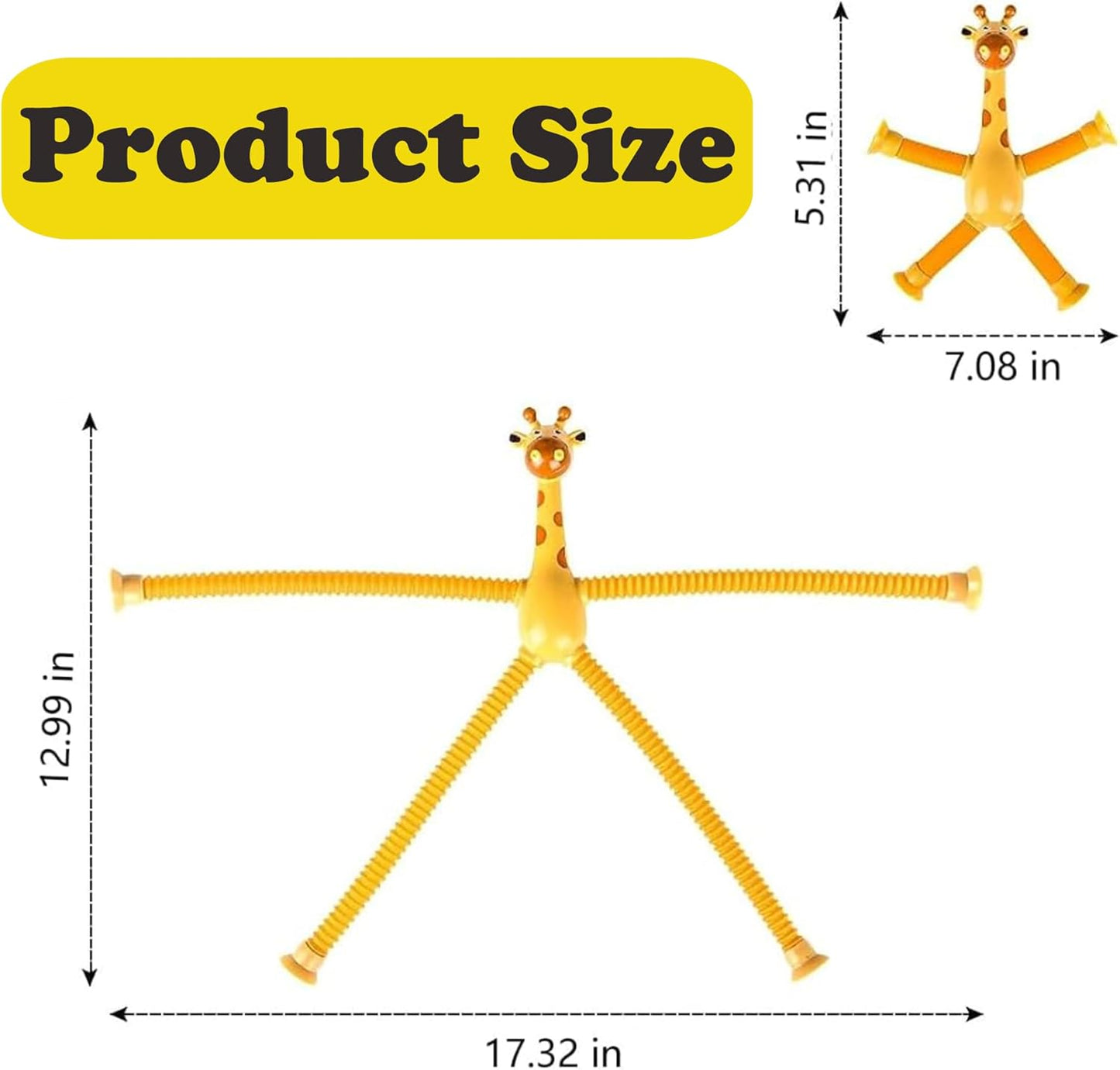 Pop Tube Giraffe Toy, 4 Pack Telescopic Suction Cup Giraffe Toy, Stretchy Giraffe Suction Toy, Pop Tube Fidget Toys for Children with Autism (4 Pack)