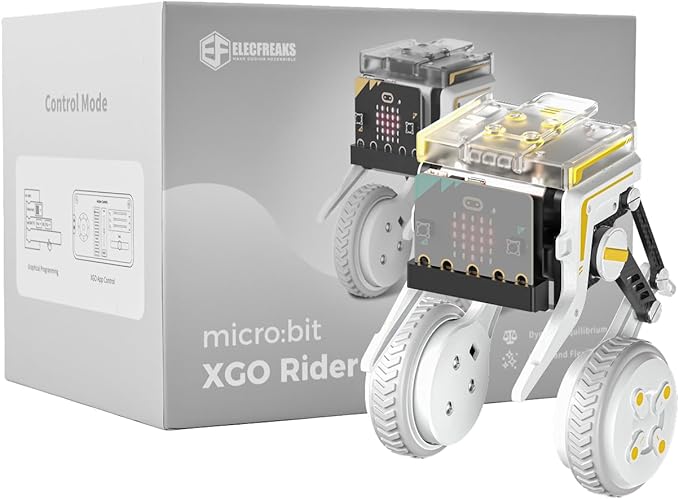 ELECFREAKS Microbit XGO Rider Starter Kit Makecode Programing, Self-Balancing Car Bionic Built-in IMU and Brushless Motor All-Metal Servo,Opens Underlying Python Protocol(Without Micro:bit)