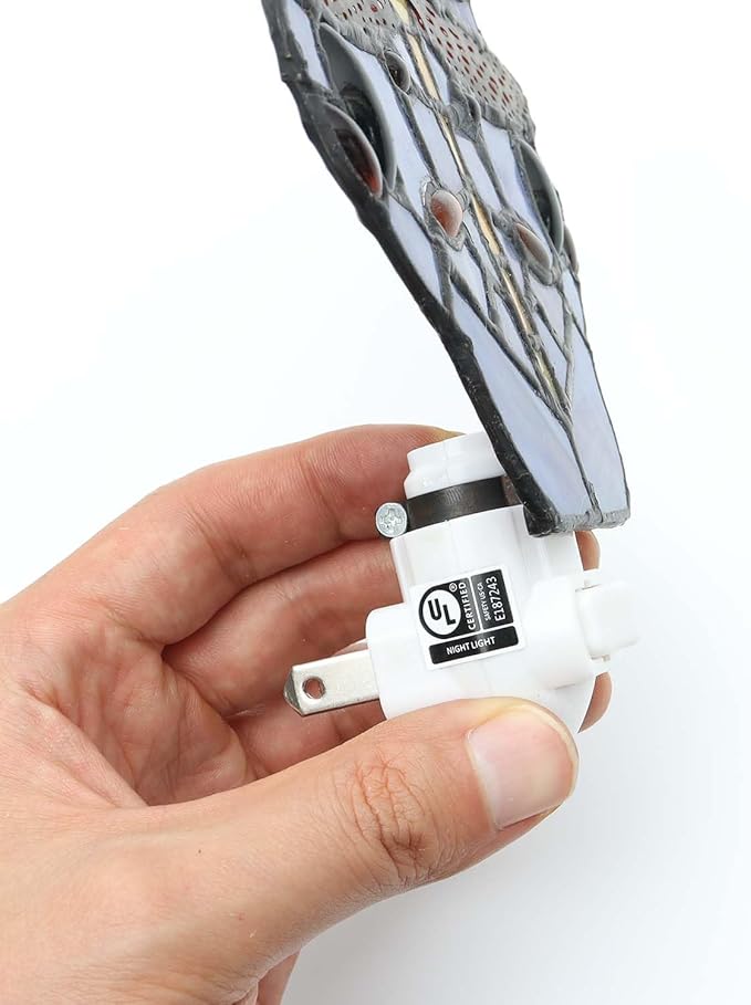 Bieye L10931 Tiffany Style Stained Glass Dragonfly Wall Lamp with Plug-in Night Light Socket for Home Decor (Blue)