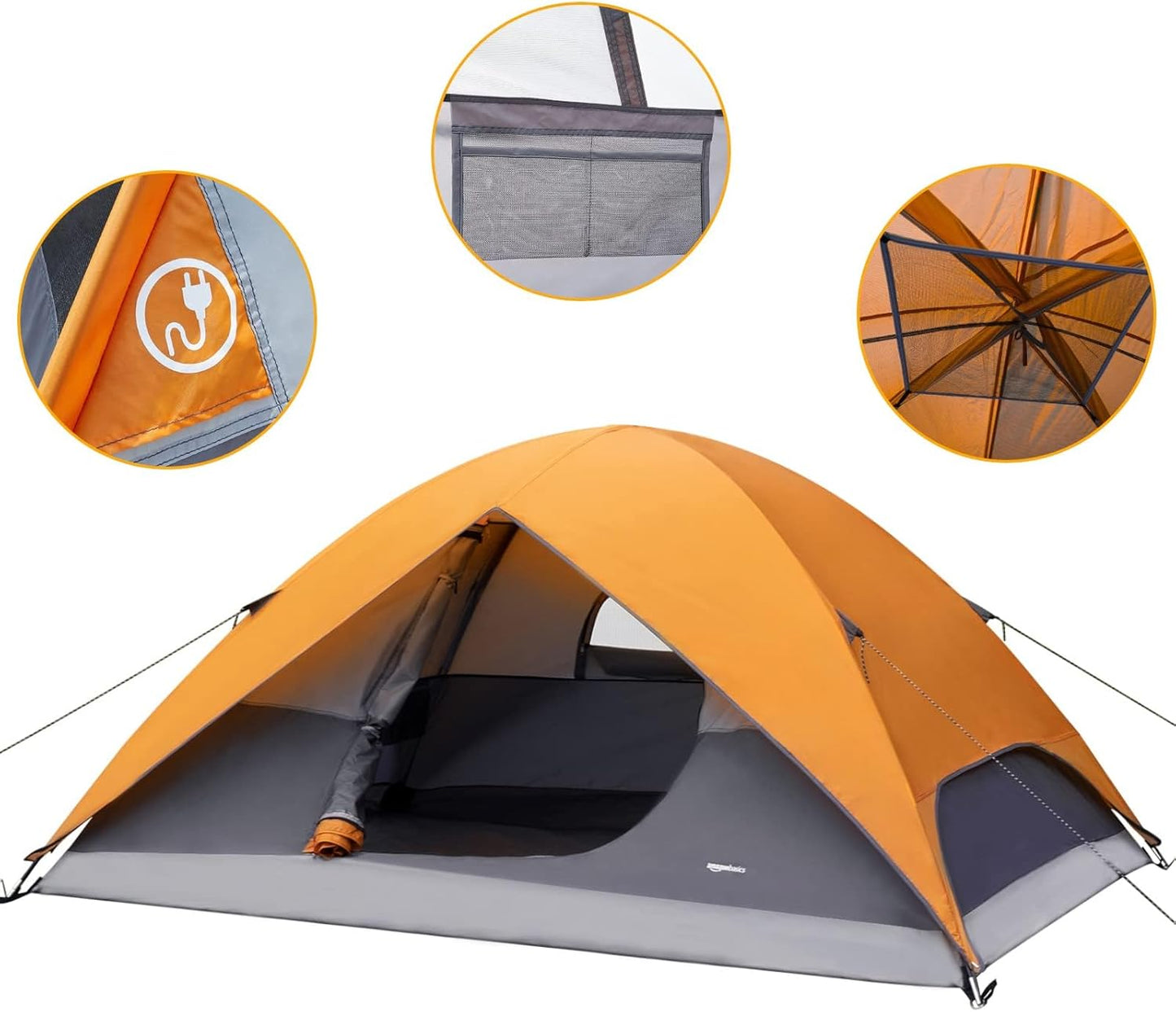 Amazon Basics Camping Tent, 3-Season Dome Design with Rainfly