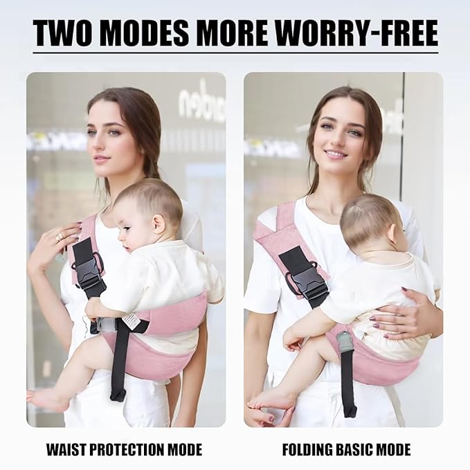 Easy to Wear Baby Sling Carrier - Compact Toddler Carrier with Adjustable Strap, Soft Padding, Non-Slip Hip Seat for Infants and Toddlers (7-44 LBS, 6-48 Months)