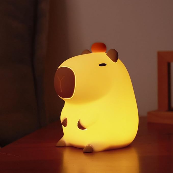 Attivolife Capybara Night Light, Cute Animal Silicone Nightlight with Dimmable & Timer, Portable Rechargeable LED Touch Lamp, Bedroom Table Decor Birthday Present for Boy Girl