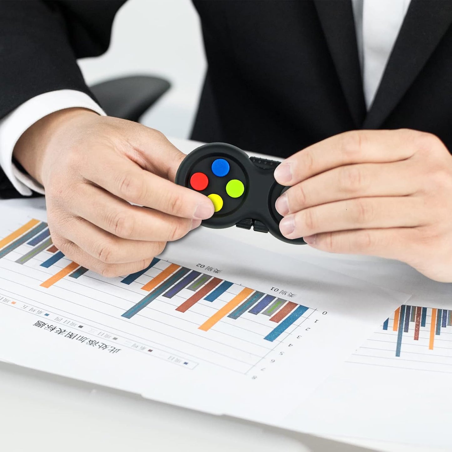 WTYCD Original Fidget Toy Game, Rubberized classical Controller Fidget Concentration Toy with 8-Fidget Functions and Lanyard - Excellent for Relieving Stress and Anxiety