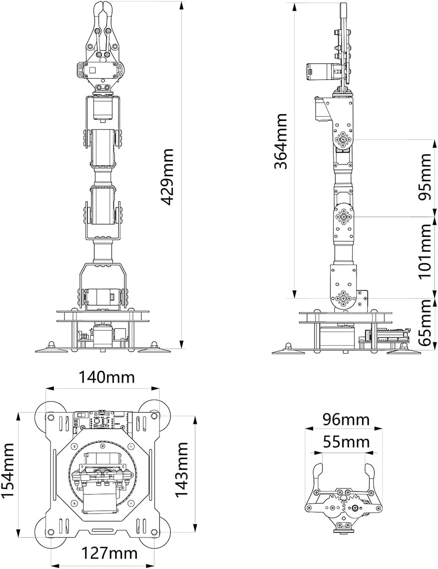 Robotic Arm for Arduino Coding Programming 6DOF STEM Educational Building Robot Arm Kits, 6 AXIS Full Metal Robotic Arm Wireless Controller/PC/App/Mouse Control (Assembled)