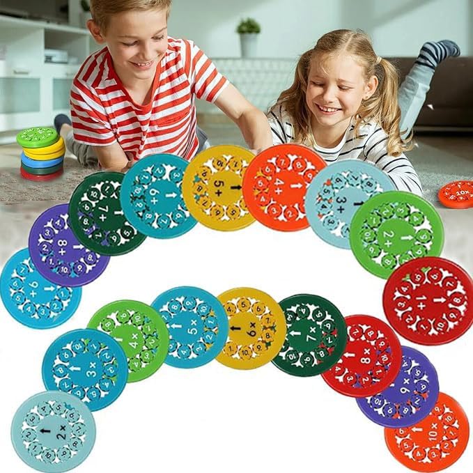 Math Fidget Spinners, Cool Math Fidget Spinners Toys, Funny Number Fidget Toy Learning Game, Multiplication Chat Game Fidget Toys for Adults Kids (Mix 18Pcs)