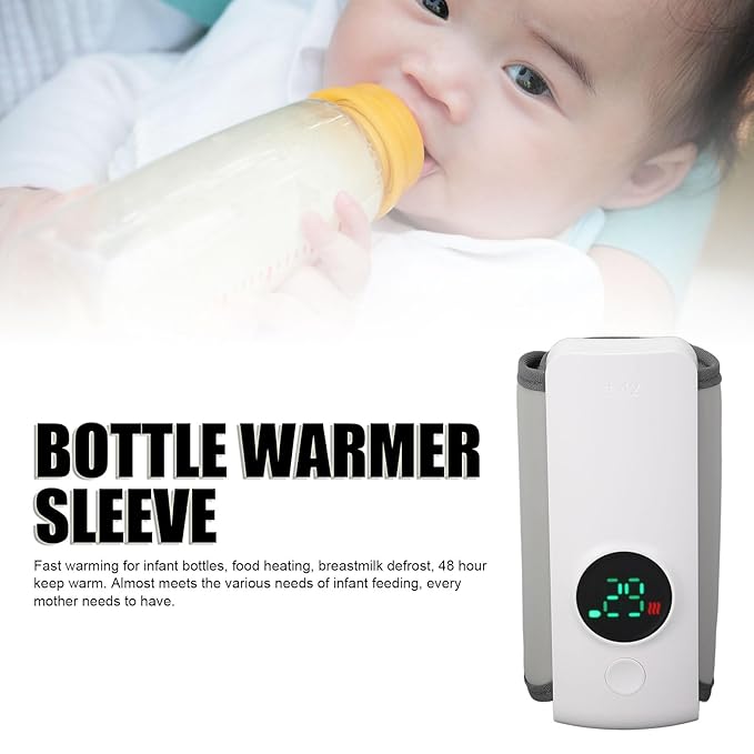 Portable Bottle Warmer for Breastmilk or Baby Formula, 6000mah Travel Warmer for Baby Bottles Infant Milk Warmer Sleeve with Temp Display, Fast Heating & Long Lasting Warming
