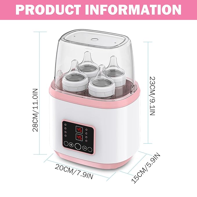 Baby Bottle Warmer ＆ Steriliser Temperature Adjustable Portable Bottle Warmer Remote Control Baby Food Heater with LCD Display for Breastmilk or Formula, Style 2