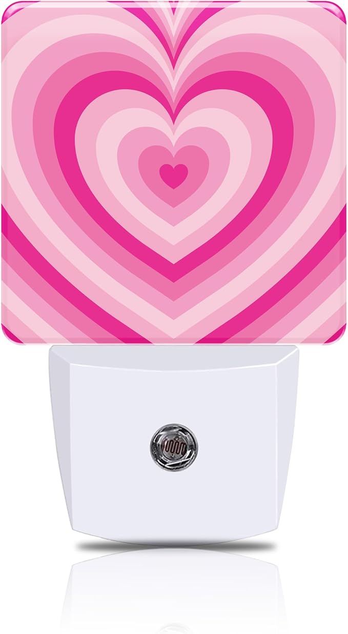 Night Light Pink Heart Night Lights Plug into Wall Smart Dusk to Dawn Sensor 0.5W Energy Efficient Led Lamp for Men Women Bedroom Bathroom Hallway Stairway Decor