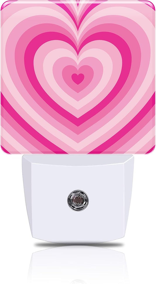 Night Light Pink Heart Night Lights Plug into Wall Smart Dusk to Dawn Sensor 0.5W Energy Efficient Led Lamp for Men Women Bedroom Bathroom Hallway Stairway Decor