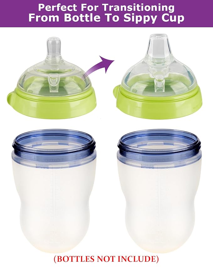 Sippy Spout Nipples for Comotomo Baby Bottles,100% Soft Silicone Sippy Cup Nipples,Variable Flow Conversion Nipple,6+ Months,4 Count