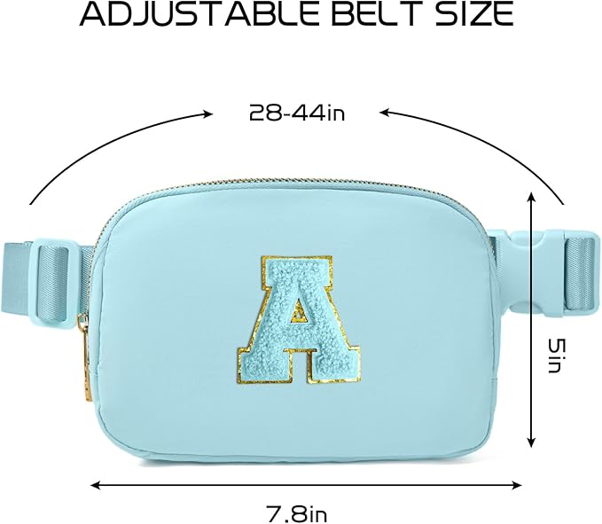 Gitus Gifts for 8 9 10 11 12 Year Old Girls Belt Bag Fanny Pack Crossbody Bags with Initial Letter Patch Cute Stuff Birthday Gifts for Teen Girls Women Personalized Trend Stuff (Icing Blue-A)