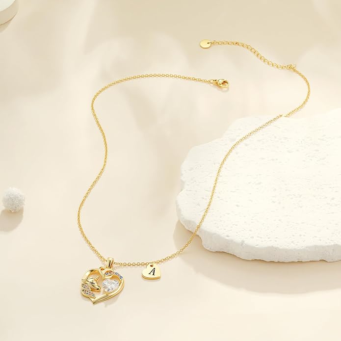 C-leen Unicorn Gifts for Girls Kids - Colorful CZ Heart Initial Necklaces Unicorn Necklace for Girls Jewelry Christmas Birthday Gifts for Little Girl