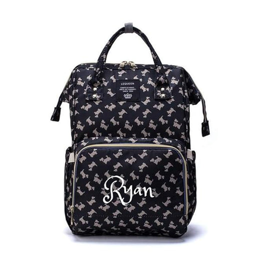 Personalized Large Diaper Bag Knapsack/Tote Bag/Backpack -Custom Monogram Embroidered for Infant/Baby Bag (Dogs 2)
