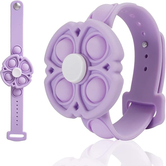Push Pop Bubble Sensory Fidget Bracelet, Fidget Spinner Pop Toys for Kids and Adults, Silicone Anxiety Stress Relief pop it Bracelets (Purple)