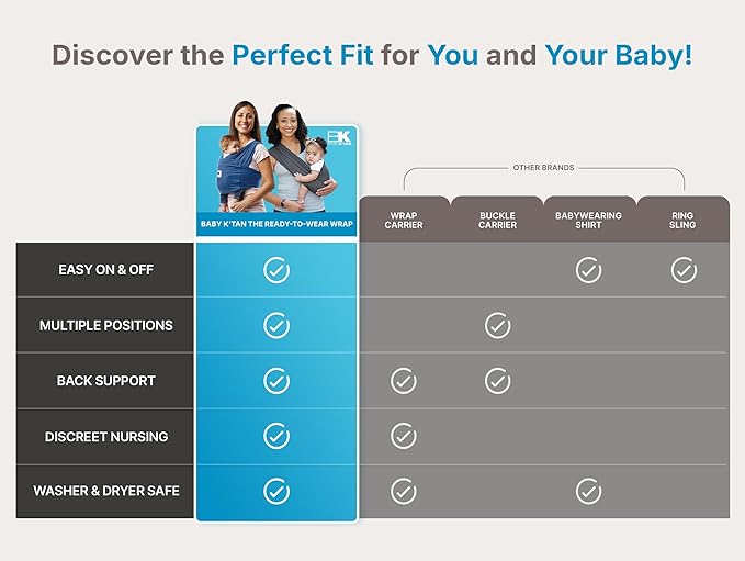 Organic Baby K'tan Baby Carrier 100% GOTS Certified Cotton: #1 Easy Pre-Wrapped 5 in 1 Baby Sling | Ready to Wear | Pillowy Soft Hands Free Infant Wrap | Newborn to Toddler up to 35lb (See Size Chart)