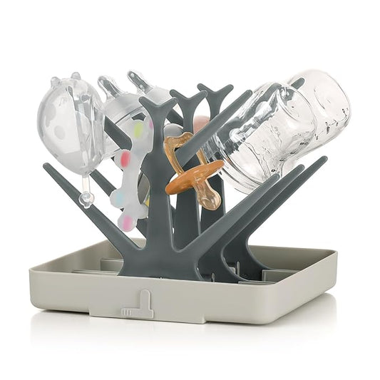 haakaa Baby Bottle Drying Rack, Space Saving Bottle Drying Tree for Bottles/Pump Parts/Pacifiers and Other Baby Essentials, Easy-Store Dryer Rack Great for Home & Travel, BPA Free (Slate Grey)