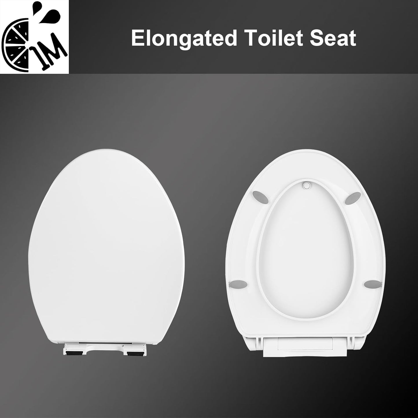 1M Soft Close Toilet Seat Elongated, Patented Quick Releasing for Easy Cleaning, Anti-Wiggling Design, Easy Installation
