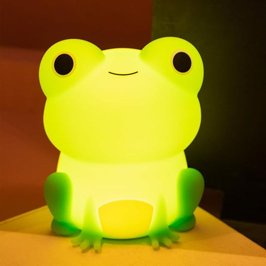 Night Light for Kids, Cute Frog Night Lamp Bedroom Nightlight for Girls Boys Teens, USB Rechargeable Silicone Animal Nightlight Christmas Birthday Gifts, Room Decor