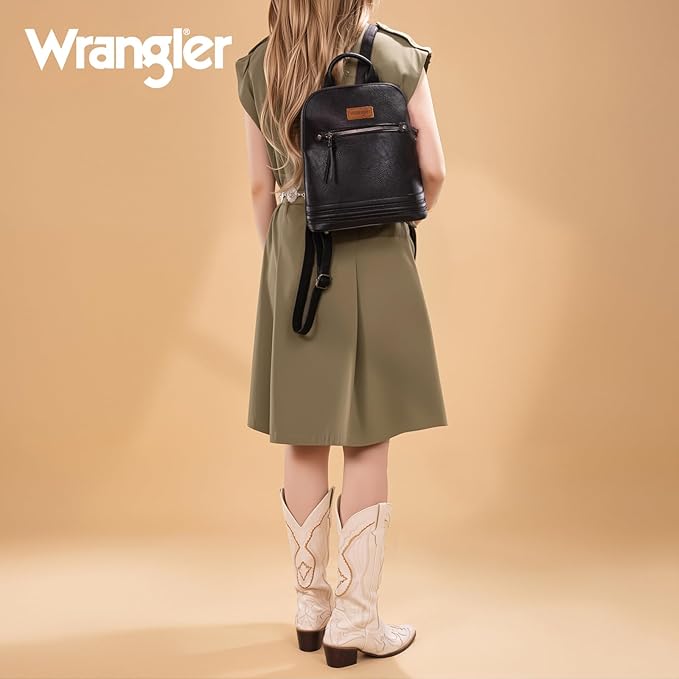 Montana West Wrangler Backpack Purse for Women Medium Ladies Bookbag Travel Daypacks Bags Black Purse